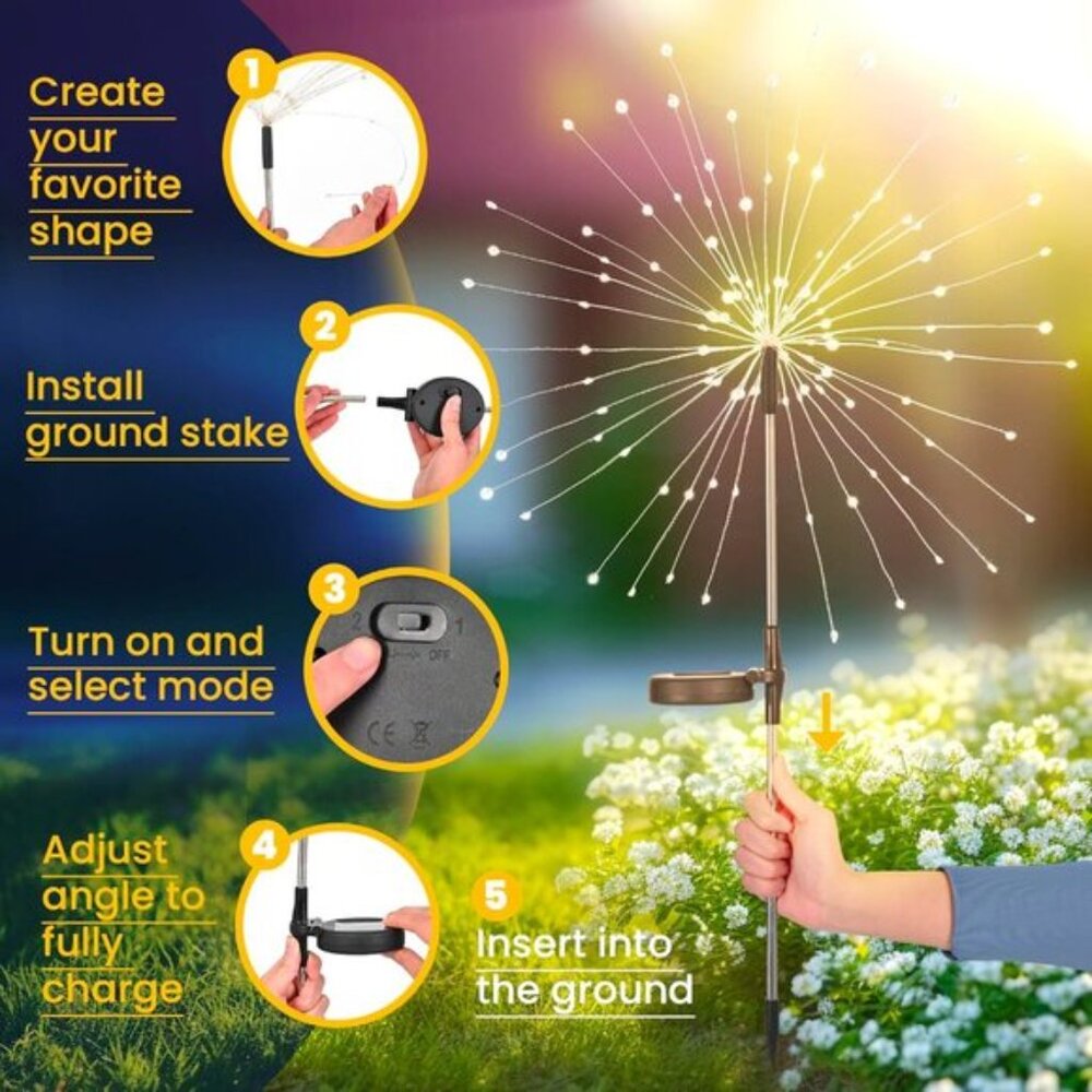 New Garden Outdoor Decor Lights 120LED 2Pack, Solar Fairy Lights for Yard Patios - Picture 3 of 8